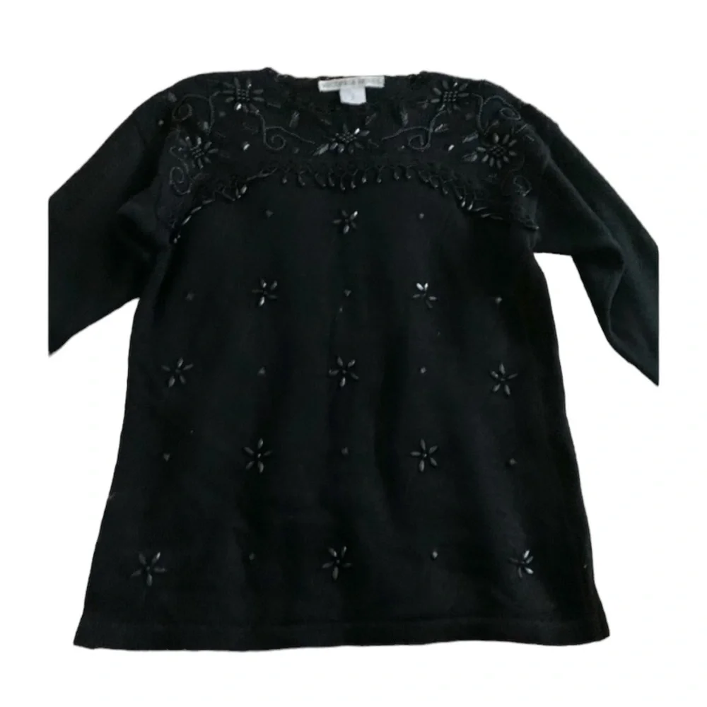 Victoria Jones | Vintage Black Knit Sweater Medium - Picture 9 of 9
